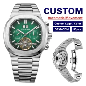 Fashion New Design Analog Alloy Stainless Steel Strap Men Automatic Mechanical Business Watch