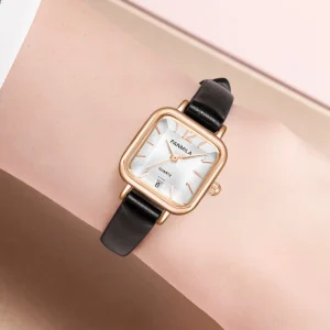 Fashion PU Leather Watch Band Japan Movement Quartz Square Watch for Woman