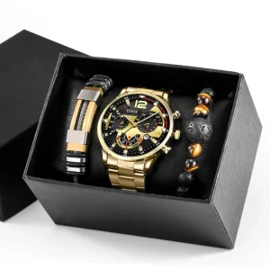Fashion Quartz Watches Bracelet Set With Box FD058 Sport Business Clock Calendar Watches for Men Reloj Jewelry Sets