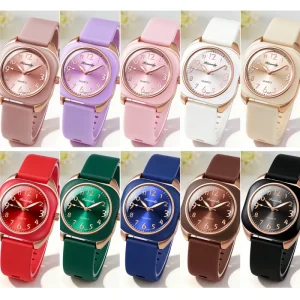 Fashion Quartz Women’s Watches Oval Alloy Glass Dial Silicone 18mm Band Luxury Watches