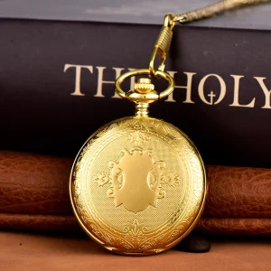 Fashion Retro Personality Classic Simple Non-waterproof Gold Alloy Quartz Antique Pocket Watch Men