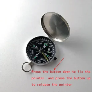 Fashion Silver Aluminum Metal Keychain Flip Lock Pocket Watch Outdoor Camping Compass Lightweight Promotional Gift