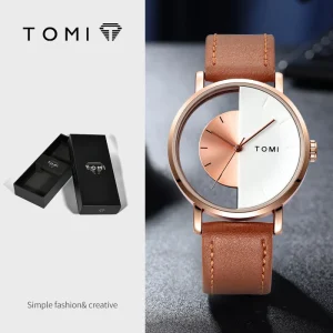 Fashion Simple Quartz Watch for Men Women Sport Type Semi Hollow Design Alloy Case Glass Dial Window 20mm Band Width 42mm Dial