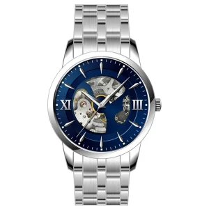 Fashion Skeleton Automatic Watches Luxury Black Leather Strap Watch for Man Woman Skeleton Watches