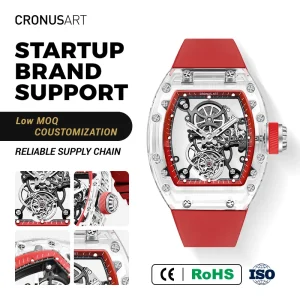 Fashion Skeleton Tourbillon Automatic Men Watch Sapphire Case Rubber Strap Sapphire Crystal Mirror Daily Wear Mechanical Watch