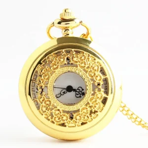 Fashion Smooth and Bright Retro Double Faced Alloy Quartz Antique Black Old Pocket Watches