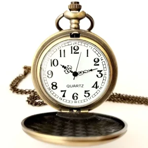 Fashion Smooth and Bright Retro Double Faced Alloy Quartz Antique Pocket Watches