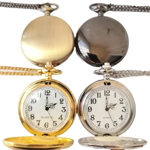Fashion Smooth and Bright Retro Two-faced Quartz Pocket Watches
