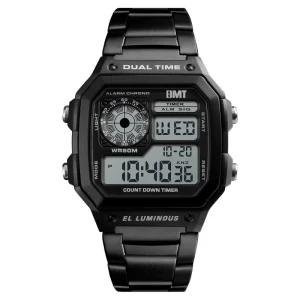 Fashion Sports Water Resistant Multifunctional Chronograph Wrist Electronics Rectangle Digital Watches for Men