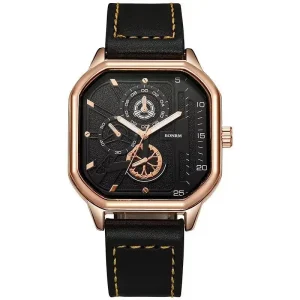 Fashion Square Quartz Watch with Large Dial Men’s Quartz Watch