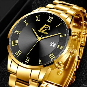 Fashion Stainless Steel Luxury Calendar Quartz Watch Business Casual Watches for Men