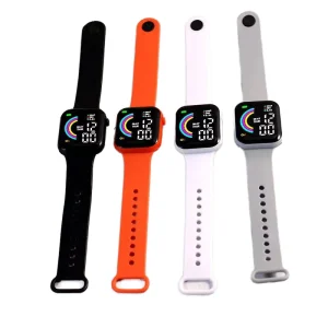 Fashion Trend Cool Simple Leisure Luminous Square LED Silicone Children’s Student Charm Luxury Sports Digital Watch
