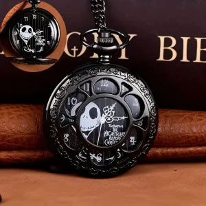 Fashion Trend Devil Skull Hanging Chain Quartz Pocket Watch with Alloy Case Round Dial 47mm Vintage Gothic Style Gift