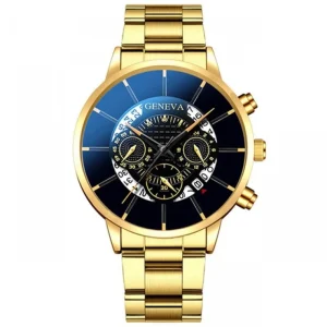 Fashion Trend Men’s Watch Personalized Three Eyes Men’s Quartz Watch Alloy Steel Band Watch
