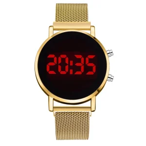 Fashion Unisex Gold Milanese Band Wrist Watches Sports LED Digital Watches Reloj Digital