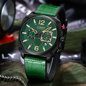 Fashion Watch Casual Sports Leather Chronograph Quartz Wristwatches for Male Luminous Hands Clock Montre Homme Watch for Men