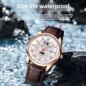 Fashion Watch Classic Square Business Sports Quartz Watch Men’s Leather High Quality Watch
