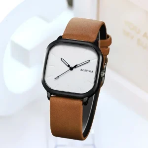 Fashion Watch Simple Square Dial Leather Quartz Men Business Watch Wristwatch for Men Clock for Women Montre Homme