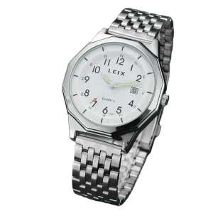 Fashion Watch for Men Alloy Band Big Dial Calendar Simple Casual Style Quartz Watch
