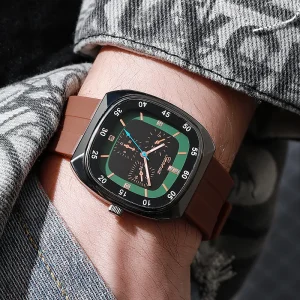 Fashion Watch for Men Silicone Band Square Dial Quartz Watches Simple Casual Style Cross Border Bulk Buy