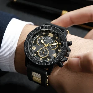 Fashion Watch for Men Silicone Strap 45mm Big Dial Casual Style Men’s Quartz Watch