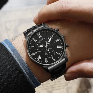 Fashion Watch for Men Three-Eye Decoration Dial Quartz Watch Simple Casual Style Cross-Border