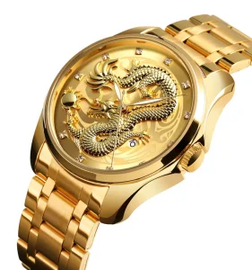Fashion Watch with Dragon Design Luxury Quartz Wrist Watch for Men