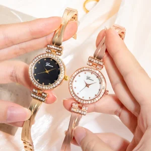 Fashion Women Watches Rose Gold Luxury Alloy Small Ladies Wristwatches Diamond Female Bracelet Watch Gifts
