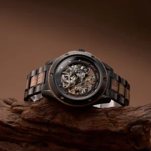 Fashion Wristwatch Luxury Mechanical Wooden Case Skeleton Automatic Wood Watch