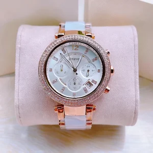 Fashionable And Elegant Three-eyed Lady Quartz Watch Stainless Steel Luxury Light Style Wristwatches