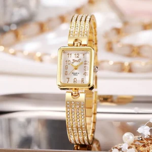 Fashionable Elegant Casual Women’s Luxury High Value Stainless Steel Square Large Numbers Quartz Movement Pin Buckle Watch