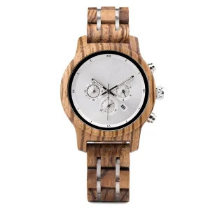 Fashionable Luminous Personalized logo Stainless Steel and zebra Wood Watch for Women