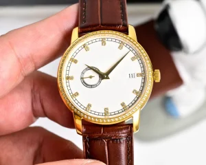 Fashionable Minimalist Diamond studded Design Stainless Steel Case Genuine Leather Strap Women’s Watch Business Mechanical Watch