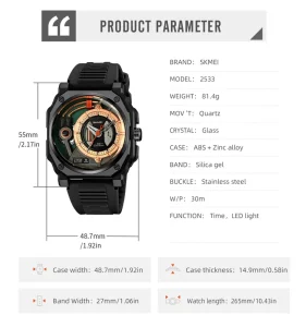Fashionable Sports Men’s Watch Waterproof and Drop proof Accurate Timing Simple Maintenance