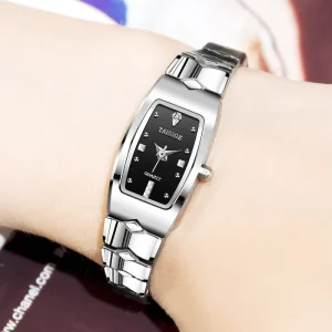 Fashionable Trendy Watches with Diamond Designs Square Dials Quartz Movements Casual Style Women’s Watches