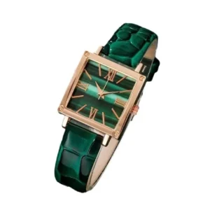 Fashionable Women’s Quartz Watch Roman Numerals Diamond Inlaid Large Dial Versatile Alloy Steel 16mm Leather Strap 10mm
