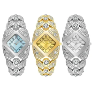 Fashionable Women’s Quartz Watches Trendy Diamond Dial Inlaid with Luxury Alloy Case Hot Selling Cross Border Stop Watch
