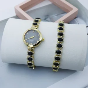 Fashionable and Elegant Women’s Two Piece Quartz Watch and Bracelet Set Trendy Ladies Watch Collection