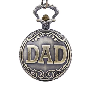 Father Gift DAD Pocket Watch Vintage Retro Pocket Watch Carved Design Engraved