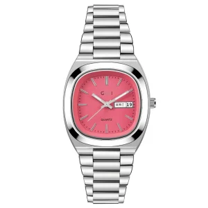 Fenyi Fashion Luxury Simple Business Casual Calendar Candy Color Square Plate Steel Belt Quartz Watch for Women