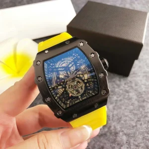 Fenyi Fashion Sports Hollow European Style Luminous Barrel Shaped Double Tourbillon Quartz Watch for Men