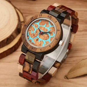 Fenyi New Unique Design Fashion Retro Business Casual Wooden Glass Quartz Watch for Girls Ladies Women Luxury