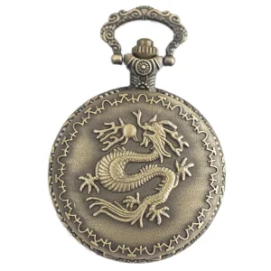 Fiery Chinese Dragon Pocket Watch Factory Pendant Retro Pocket Watch for Old Men Women