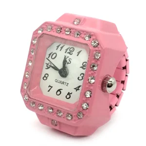 Finger Analog Elastic Mini Vintage Quartz Elastic Strap Stretch Ring Watch