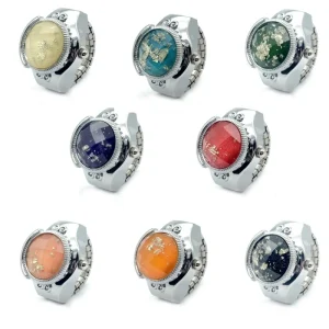 Finger Ring Watch Candy Color Shiny Diamond Mini Quartz Elastic Band Watch Gift for Women Girls Students