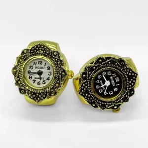Finger Watches Gold Silver Plated Elastic Watch Rings Round Quartz Ring Watches for Women Men