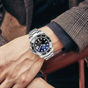 Five-generation Diving Gradient Automatic Mechanical Stainless Steel Luminous Men’s Watch Ghost King 6591