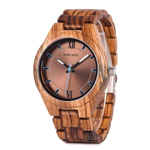 For BOBO BIRD for Zebra Wood Watch for Men Luxury Quartz Movt Wristwatch with Pointer Dial Display Sporty and Fashionable Charm