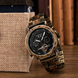 For Lover’s Stainless Steel Sport Custom Wood Mechanical Watch Box New Design Black Display Hand Fashion Business Pointer Dial