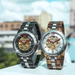 For S11 Luxury Business Mechanical Watch Limited Edition Pointer Dial Stainless Steel Wooden Strap Gift Box Men’s Fashion